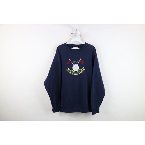 Vintage 90s Mens XL Faded Spell Out Golf International Crewneck Sweatshirt USA - Picture 1 of 15
